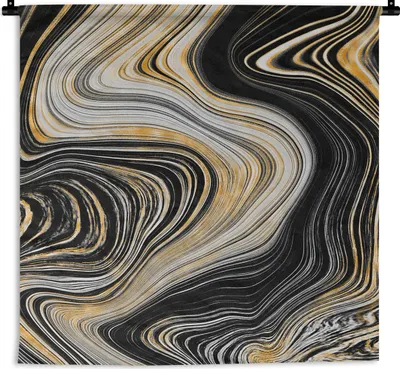Produktbild von MuchoWow® Wandteppich Wandbehang Marmor - Gold - Linie 60x60 cm Tapisserie Dekoration Wandtuch - Dekorationen - Wand Decke