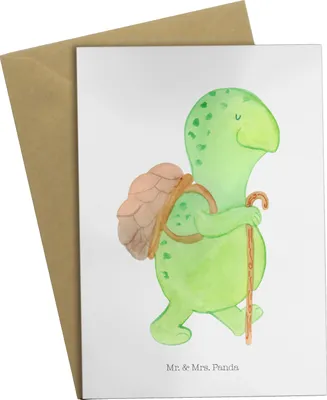 Produktbild von Mr. & Mrs. Panda babykarte Schildkröte Wanderer - Weiß - Geschenk, hochzeitskarten, Grußkarte, Motivationssprüche, Schildkröten, Motivationsspruch, weihnachtskarten