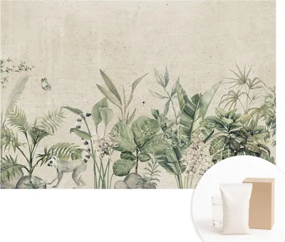 Obrázek produktu pro Samolepicí fototapeta – nástěnné malby do obývacího pokoje – 152 x 104 cm – dekorativní fólie na stěny – moderní design pro výzdobu stěn – tapety do interiérů – tropická džungle