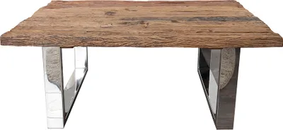 Produktbild von riess-ambiente Eindrucksvoller Couchtisch BARRACUDA 110cm antik Teakholz mit Kufengestell und Glas Beistelltisch Tisch