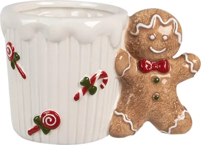 Image de Clayre & Eef Tasse Bonhomme de pain d'épice 350 ml Blanc Marron Céramique