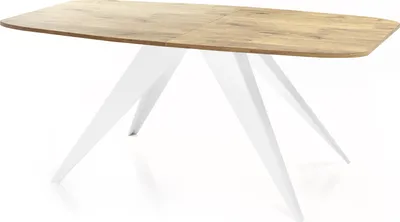 Produktbild von Ausziehbarer Esstisch im Loft-Stil - Industrieller Tisch mit Weißen Metallbeinen - Modernes Design für Wohnzimmer - 180 cm Ausziehbar auf 220 cm - Lancelot Eiche