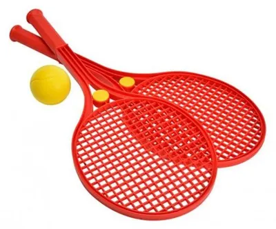 Image de Raquettes de tennis plastique colore + balle en mousse - androni - jeu plein air