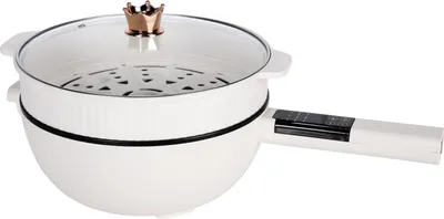 Produktbild von Multifunktionstopf 4L Elektrischer Kochtopf Antihaft mit 9 wichtige Kochfunktionen Siebeinsatz（Dampfer） & Glasdeckel für Kochen Abgießen Servieren
