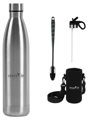 Image de Gourde isotherme AWAVE® 750 ml en acier inoxydable | Acier inoxydable mat