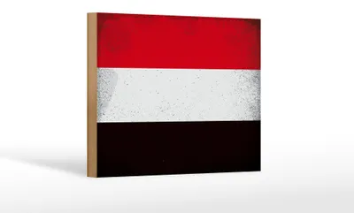 Produktbild von Holzschild Flagge Jemen 18x12 cm Flag of Yemen Vintage Dekoration