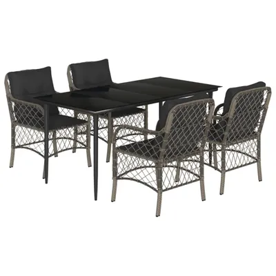 Obrázok produktu pre vidaXL 5-dielna záhradná jedálenská súprava s vankúšmi Grey Poly Rattan