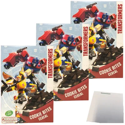Produktbild von Transformers Cookie Bites Cereal Frühstückscerealien 3er Pack (3x375g Packung) + usy Block