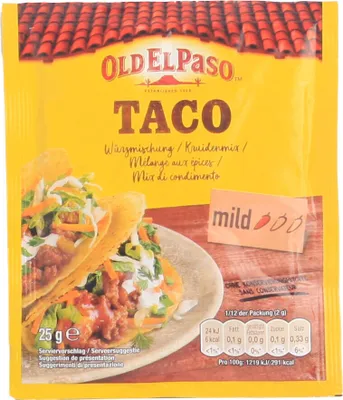 Produktbild von Old El Paso 10615, 25 g, 290 kcal, 1214 kJ, 6,9 g, 40 g, 18,3 g