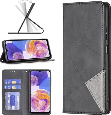 Produktbild von Mobigear Rhombus Slim  Samsung Galaxy A23 Hülle Klapphülle - Schwarz