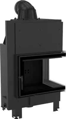 Immagine prodotto di Inserto camino in acciaio KRATKI MBZ destro 13 kW Ø 200 vetro curvo rivestimento nero