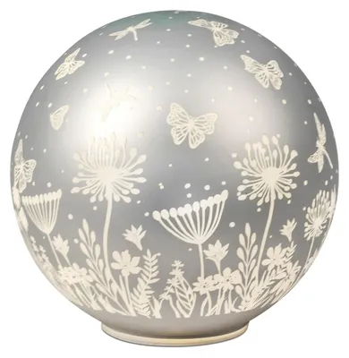 Produktbild von LED Kugellampe Deko Kugel Blumenwiese Pastell silber 20cm mit Timer Formano F26