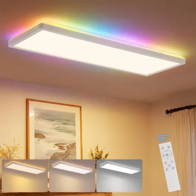Produktbild von ZMH LED Panel 58x20 RGB Dimmbar Deckenpanel Dimmbar Lang Tageslichtlampe Backlight Farbwechsel Bürolampe Flach Büro Deckenlampe 22W für Werkstatt Weiß