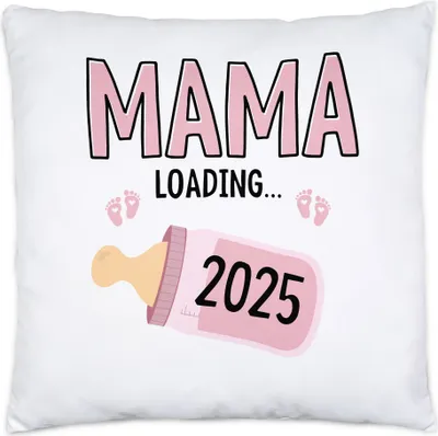 Produktbild von Mama Loading 2025 Kissen Inkl Füllung Geschenk Werdende Mama Babynews Mit Ladebalken Mutterschutz Schwangerschaft Geschenkidee