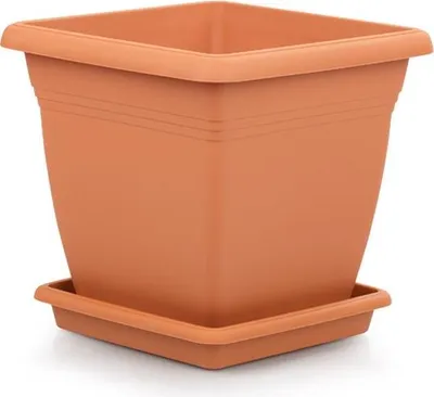 Obrázok produktu pre Štvorcový vysoký kvetináč – 40 x 36 cm s odkvapkávacou miskou – terakota – vrátane odkvapkávacej misky