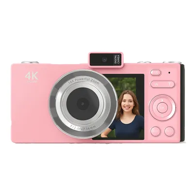 Produktbild von ZELURXX Digitalkamera 48MP HD Display 2.8 Zoll Autofokus Schülerkamera Retro Stil mit Dualobjektiv und Anti-Shake, Neue Modelle für 2025, Rosa