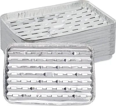 Immagine prodotto di Relaxdays Vassoi in alluminio per barbecue, set da 40 pezzi, 34 x 22 cm, vassoi in alluminio per barbecue, vassoi in alluminio forati, resistenti fino a 260 °C, argento