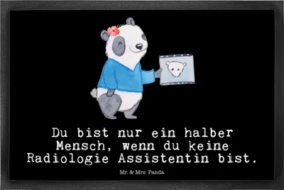 Produktbild von Mr. & Mrs. Panda Bodenvorleger Radiologie Assistentin Herz 40 x 60 cm - Schwarz - Geschenk, teppichmatte, Schmutzmatte, fußmatte, Schmutzfangmatte, Türvorleger