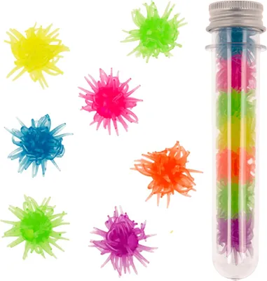 Productafbeelding van Glow in the dark raamloper - 7 wandkrabblers in PET-buis - Lichten op in het donker blauw - Paars - Oranje - Geel - Roze