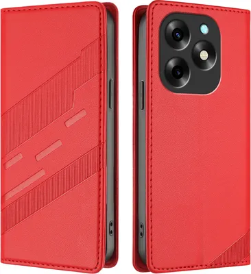 Image de Etui pour itel S23+, étui portefeuille en cuirPolyuréthaneavec fente pour cartes et fonction stand Rot