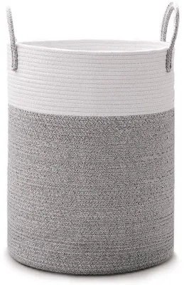 Image de Panier à linge en coton Ibenzoa® de 60 litres (100% coton) – tressé, pliable avec poignée de transport, 50 x 40 x 40 cm, idéal pour le linge et le rangement