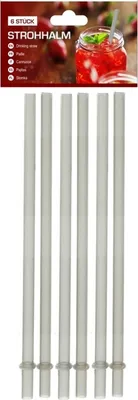 Produktbild von 6er Set -Kunststofftrinkhalme Silber