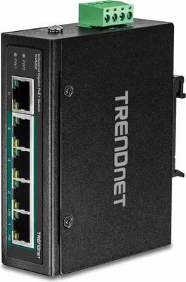 Produktbild von TRENDnet 5-Port Industrieller Gigabit PoE+ DIN-Rail-Switch