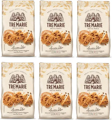 Produktbild von 6x Tre Marie Ancora Uno Frolla con Caramello Salato e Cioccolato Kekse mit Gesalzenem Karamell und Schokolade Biscuits 315g Packung