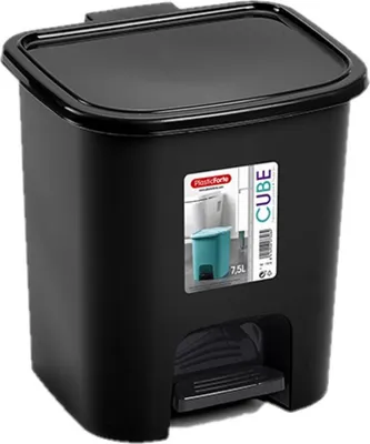 Produktbild von PlasticForte Treteimer - schwarz - 7,5 Liter - 24 x 22 x 25 cm