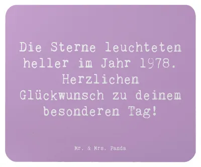 Produktbild von Mr. & Mrs. Panda Mauspad Spruch 1978 Geburtstag - Lavendeltraum - Geschenk, Alter, Jahrgangsfeier, Mousepad, 45., Mouse Pad, Happy Birthday, laptop, Glückwunsch, pc