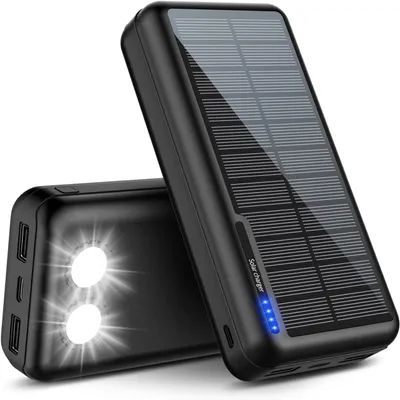 Imagen del producto de Batería externa solar de 26800mAh: Cargador portátil para teléfonos móviles, compatible con dispositivos Android, ideal para actividades al aire libre y camping