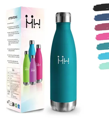 Obrázek produktu pro Láhev na pití, 750 ml, bez BPA, nerezová ocel, vakuově izolovaná, barva: zelená
