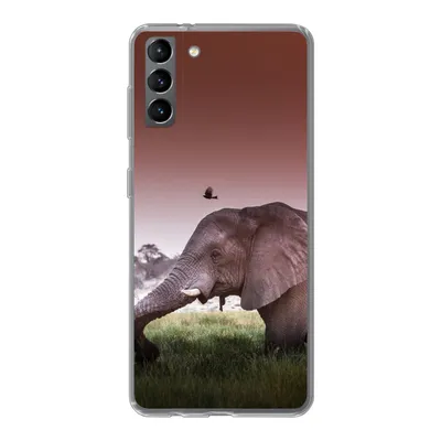 Produktbild von MuchoWow® Handyhülle Schutzhülle Hülle für Samsung Galaxy S21 Plus Elefant - Gras - Sonne - Tiere Silikon Softcase Handy Hülle - Handy-Tasche