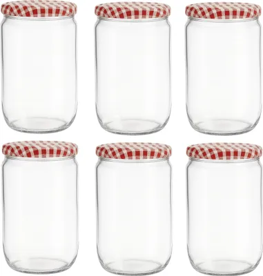 Immagine prodotto di set di 6 barattoli per conserve/ marmellate da 720 ml | 8,5 × 8,5 × 15 cm | vetro con coperchio a vite in metallo - ermetici e riutilizzabili