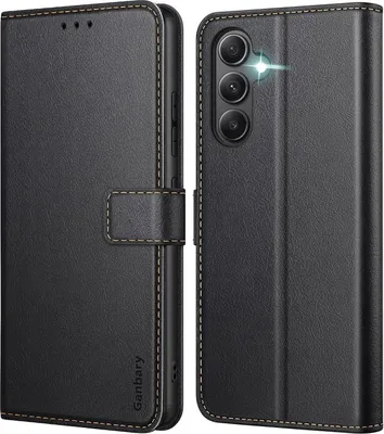 Produktbild von Ganbary Samsung Galaxy A34 5G Handyhülle Leder Klapphülle mit Kartenschlitzen und Standfunktion - Schwarz
