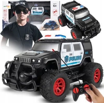 Obrázok produktu pre Detský Policajný Džíp Na Diaľkové Ovládanie, Terénny, Mierka 1:22, 6+
