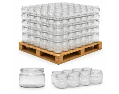 Produktbild von 586x Einmachglas 250ml TO82 Halbpalette für Honig Marmelade Gewürze