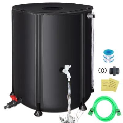 Produktbild von NACATIN Faltbare Regenwassertonne 200L, Regenwassersammler mit Deckel, Hahn & Überlaufschutz, wetterfest, Schwarz