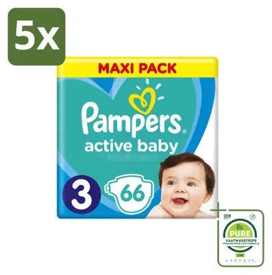 Imagen del producto de 5 pañales Pampers Active Baby-Dry, talla 3 (6–10 kg) – paquete grande – 5 unidades