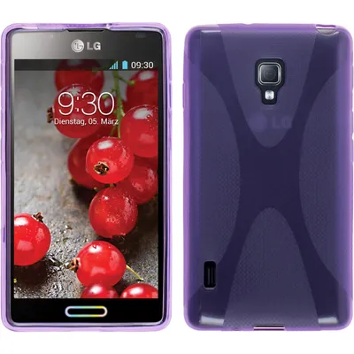 Produktbild von PhoneNatic Case kompatibel mit LG Optimus L7 II - lila Silikon Hülle X-Style + 2 Schutzfolien