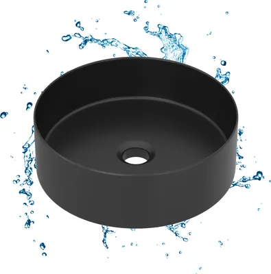 Produktbild von Waschbecken Rund Aufsatzwaschbecken Schwarz Waschtisch klein Gäste WC Bad