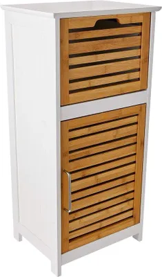 Immagine prodotto di Scaffale da parete in bambù, 83 x 40 x 30 cm, bianco, soggiorno, legno, basso