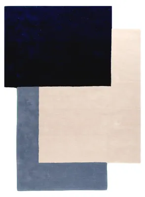 Image de Volero - Tapis en laine abstrait – Jules Crème/Bleu - 160x230 cm