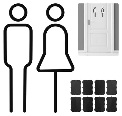 Acryl-WC-Schild, selbstklebend, Mann/Frau, schwarz, 2 Stück