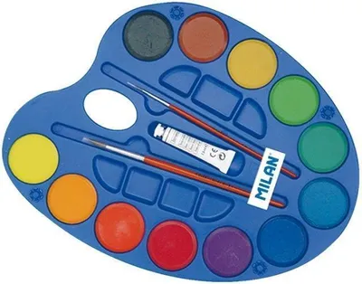 Produktbild von Aquarellfarben 12 Pastillen + 2 Pinsel MILAN