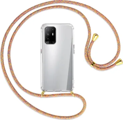 Produktbild von Handykette Backcover-Schutzhülle mit Band (Metall goldfarben) für Oppo A94 5G / F19 Pro+ 5G - Rainbow