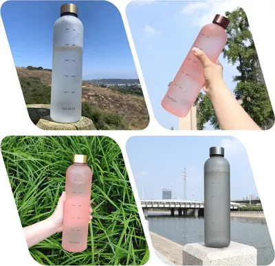 Produktbild von Trinkflasche 1L mit Zeitmarkierung - Auslaufsichere Sportflasche für Hydration in Rosa