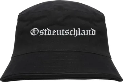 Produktbild von Ostdeutschland Fischerhut - Altdeutsch - bestickt -  Bucket Hat Anglerhut Hut Schwarz S/M