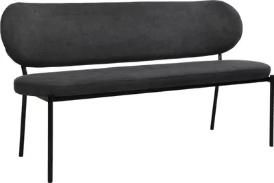 Produktbild von byLIVING Bank JERSEY / Webstoff dunkelgrau / Gestell Metall schwarz / Sitzbank mit Rückenlehne / B 160, H 82, T 62 cm