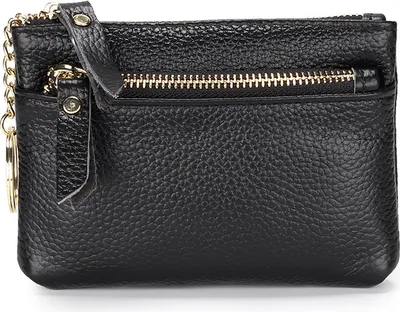 Immagine prodotto di INF Portafoglio bifold in vera pelle con cerniera, portamonete Nero